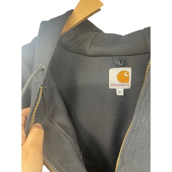 Carhartt Black Canvas Jacket Coat Embroidered John Deere Van Wall Mens L Tall - Picture 4 of 8
